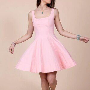 Staud Wells Poplin Minidress in Pearl Pink - Size 8